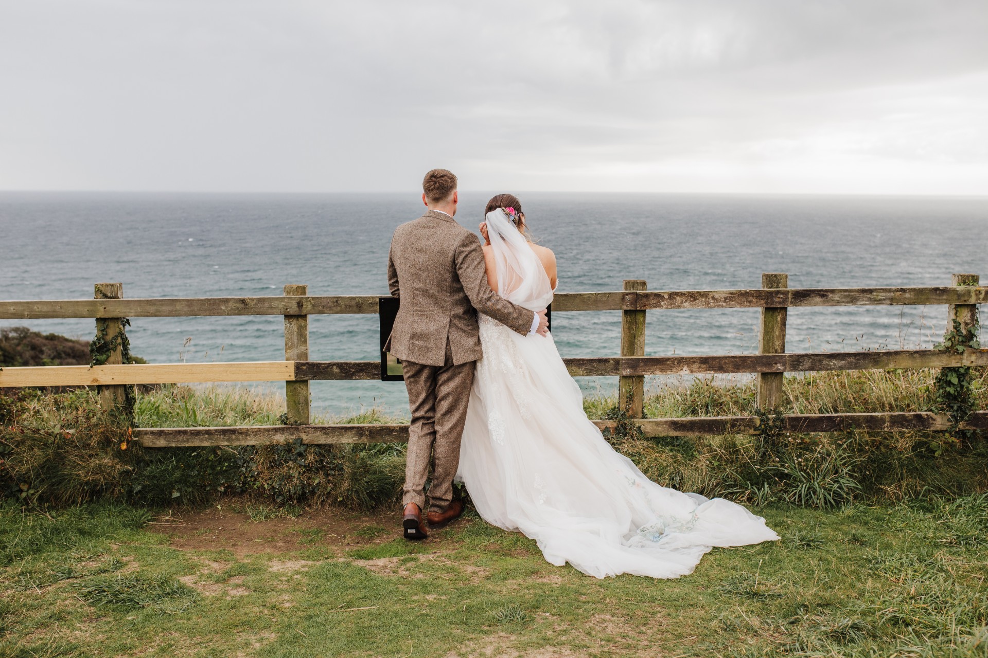Cliff top beach wedding cornwall
